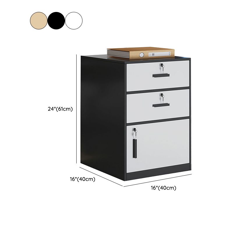 Modern Lockable Wood Filing Cabinet with Key Lock & Drawer / Cabinet