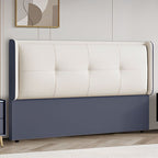 Trendy Panel Headboard with No Distressing, Piled Tufted Rectangle Design for Full/Queen Bed, Sponge Upholstery Fill, Standard Height