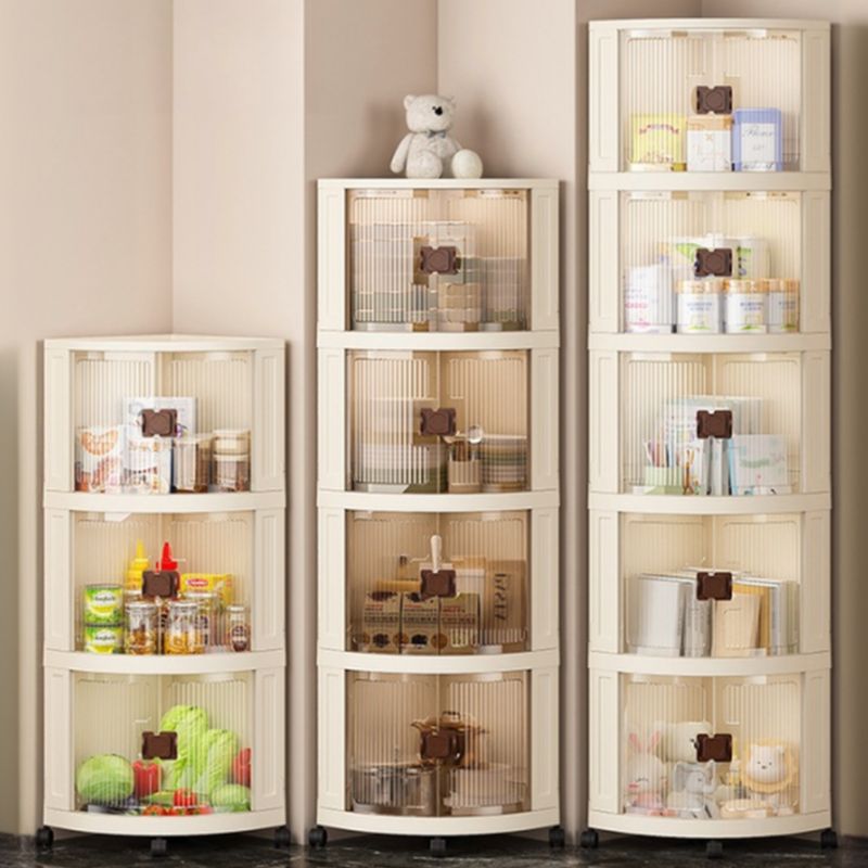 Simple Corner Accent Cabinet with Closet and Synthetic Off White Top