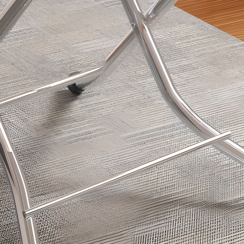 Silver Composite Wood Dining Table with Crossed Legs, Scratch-proof and Foldable Square Top for 2-seater