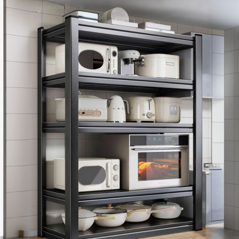 Matte Black Minimalist Warehouse Storage Rack with Steel Frame and Detached Installation