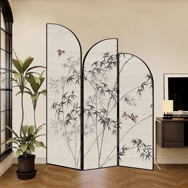 Indoor Opaque Folding Temporary Wall Panels with Natural Wood Frame, 3 Panels, Double Sided Print, Self-supporting