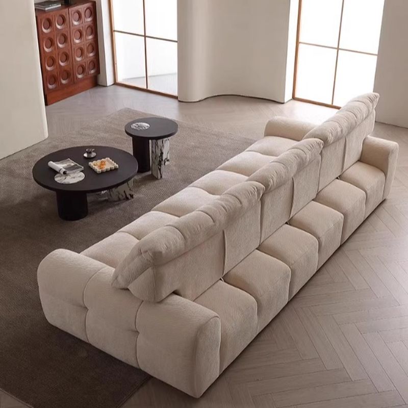 Modish Solid Color Water Resistant Ivory Sofa with Arm, Available as Standard, Loveseat, or Single Sofa, Seats 5, 4, or 3