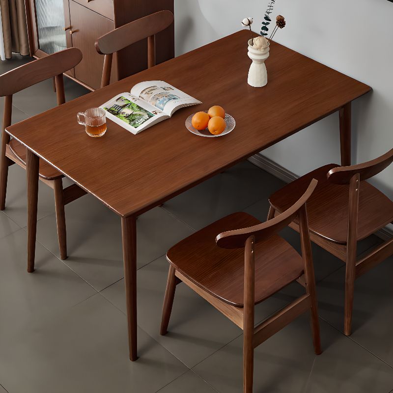 Modish Solid Wood Dining Table in Sepia/Wood Grain with Fixed Legs, Scratch-proofed for Seats 4/Seating for 6