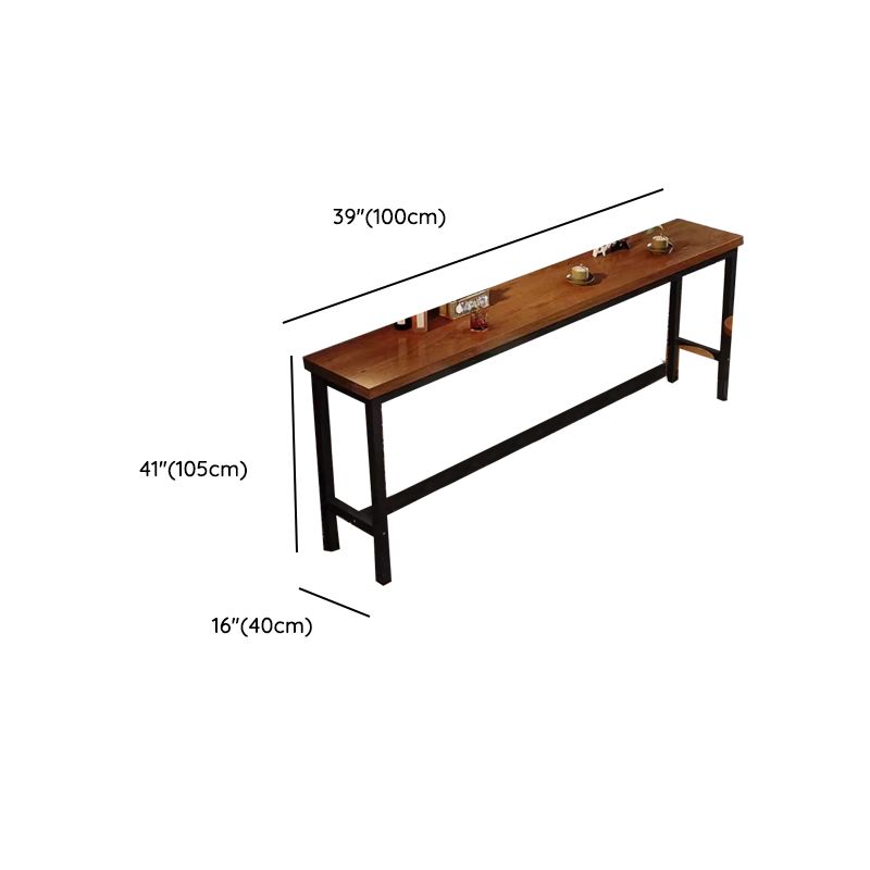 Simplistic Pub Table with Lumber Top and Trestle Base in Auburn, Rectangle Shape with Foot Pedestal