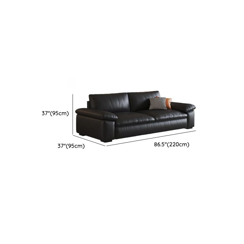 Contemporary Modern Solid Color Scratch-durable Standard Sofa in Midnight Black, Seats 4/3 with 2/3 Pillows