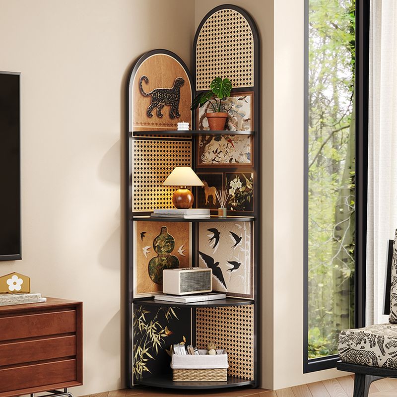 Modern Simple Style Nook Detached Decorative Cabinet with 3 Exterior Shelves/4 Exterior Shelves, Composite Wood Countertop in Midnight Black
