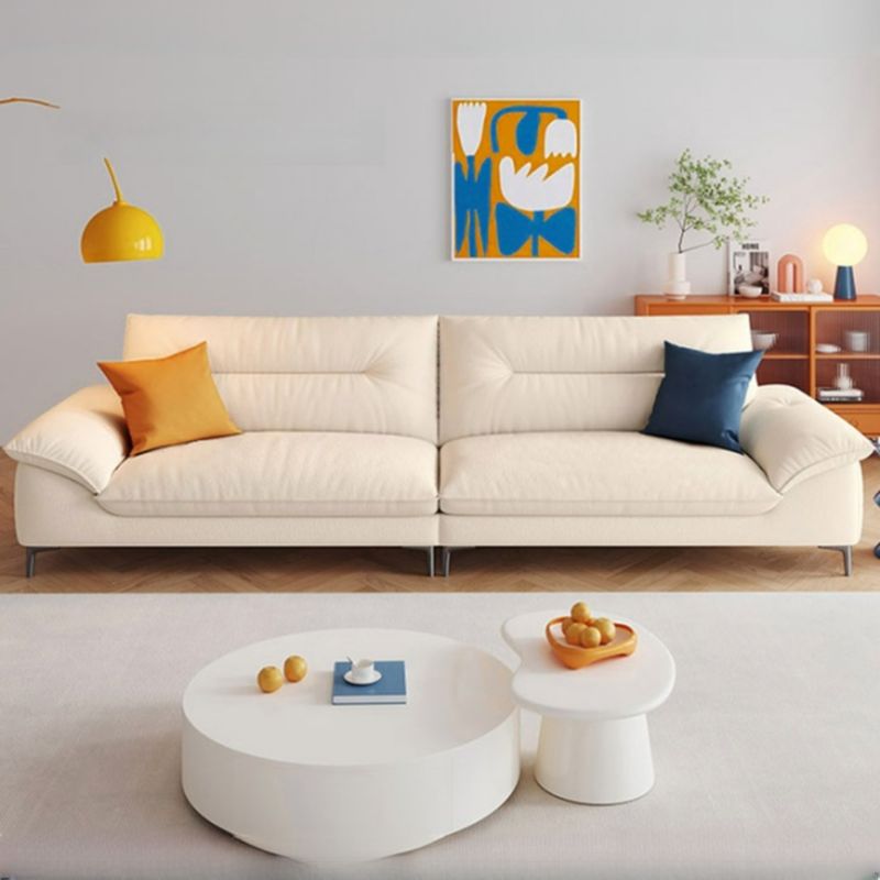 Contemporary Modern Solid Color Tear Resistant Standard Sofa in White for 4-seater/5/3 with 2 Pillows