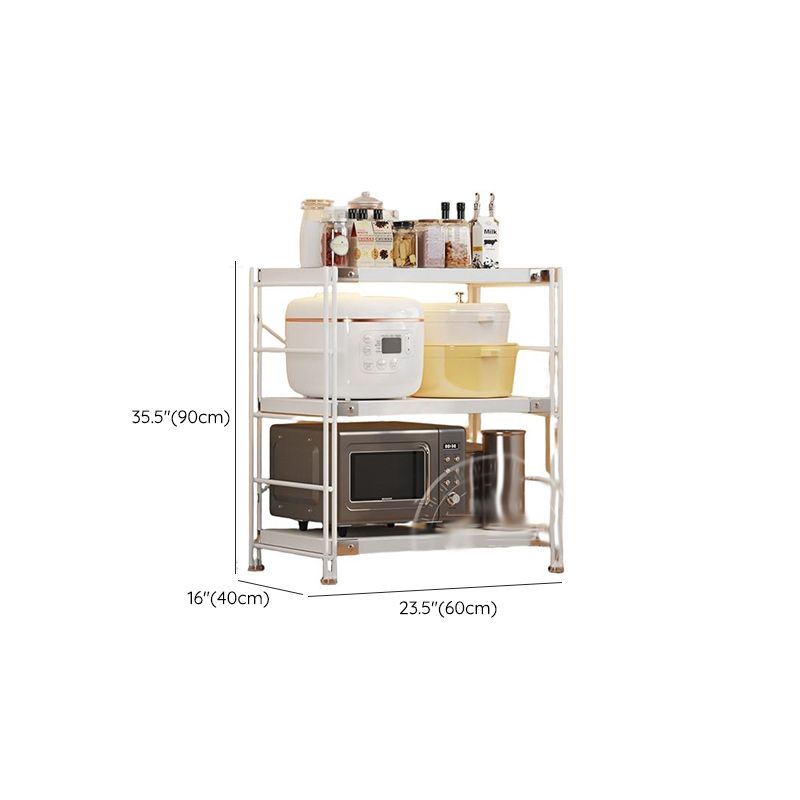 White Contemporary Standard Baker's Rack with Butcher Rack, Steel Frame, and Adjustable Shelves