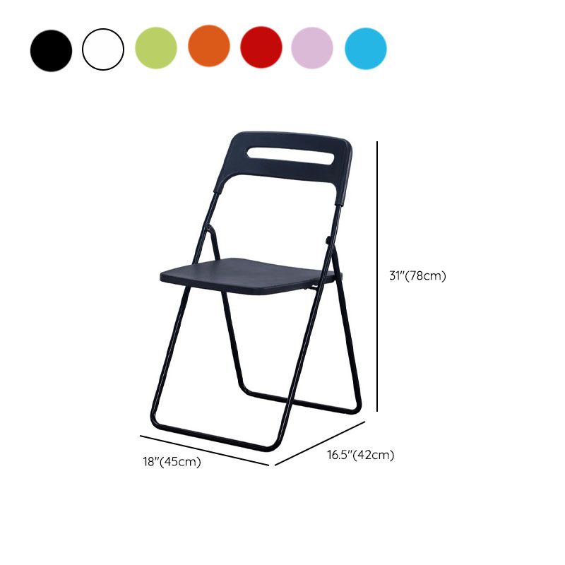 Contemporary Solid Color Side Chair with Ventilated Back, Compact Foldable Metal Frame, Linoleum Compatible