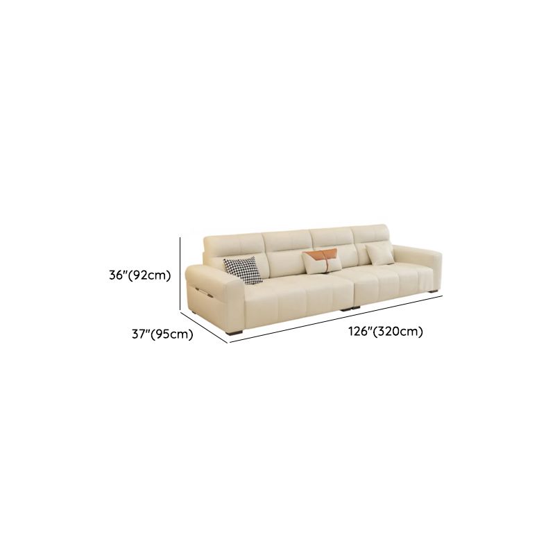 Modish Solid Color Stain Resistant Standard Sofa/Loveseat in Beige, Seats 7/6-Seater/5 Person with 3 Pillows