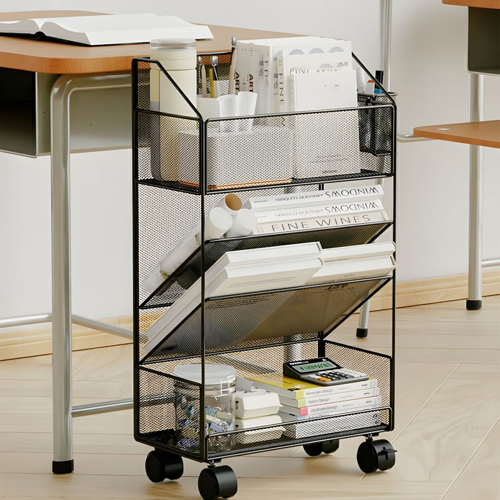 Utility Metal Book Carts Warranty Included Removable Shelves Secure Mobility 4 Wheels