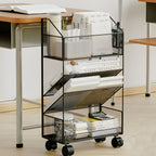 Utility Metal Book Carts Warranty Included Removable Shelves Secure Mobility 4 Wheels