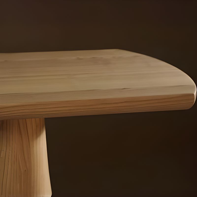 Coffee Wood/Natural Asymmetrical High Top Table in Natural Pine Wood with Three Legs and Upholstered Chair
