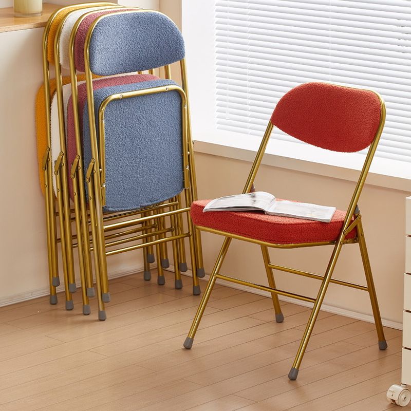 Contemporary Side Chair with Ventilated Back, Compact Foldable Design, Upholstered Metal Frame for Linoleum