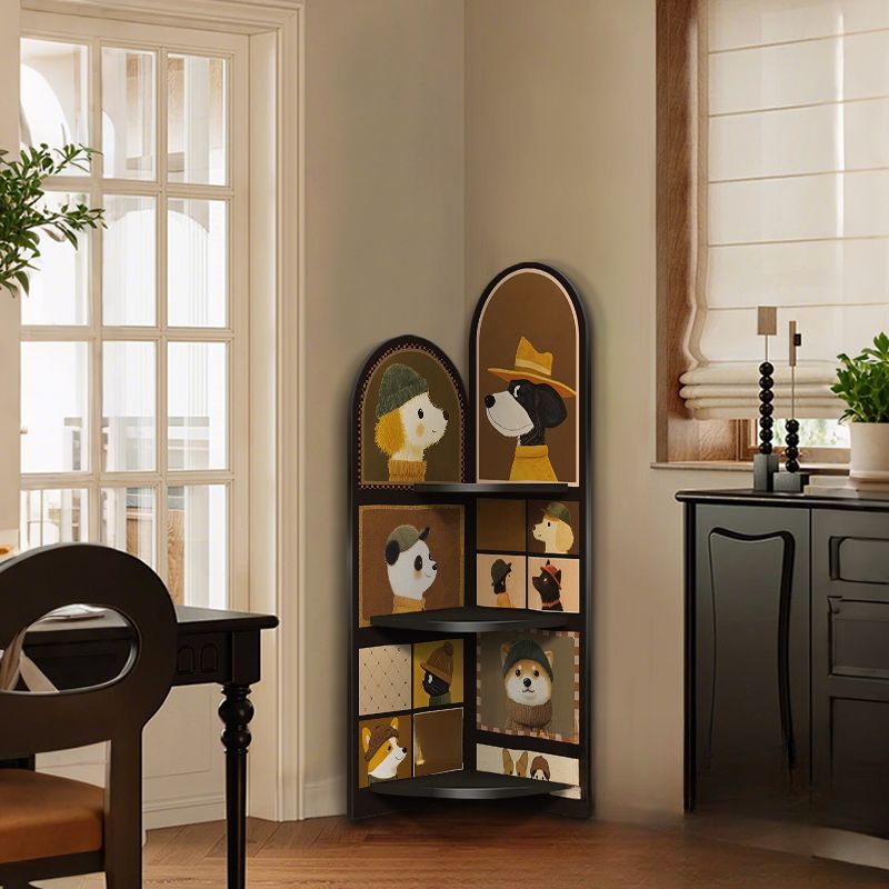 Modern Simple Style Nook Decorative Cabinet with 3/4 Exterior Shelves, Laminate Countertop in Midnight Black