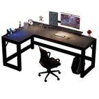 Minimalist L-Shape Gaming Computer Desk with Trestle Base, Independent Structure, Wire Management, and Manufactured Wood Top