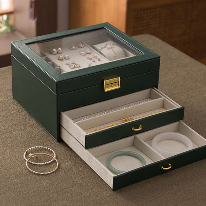 Modern & Contemporary Natural Wood Jewelry Armoire with Solid Color Pattern