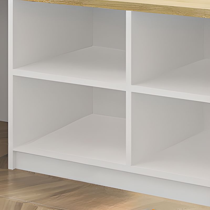 L-Shape Desk with Cabinet, Hutch, Cable Management, Desk Return, Azure/Wood/Tangerine Top, Filing Cabinet, Manufactured Wood Top