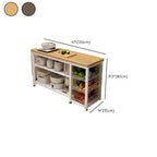 Modish Rectangle Kitchen Island with 3/2 Shelves, Manufactured Wood Countertop, Open Storage in Brown/Natural