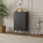 Art Deco Narrow Sideboard with Larder Storage, Alloy Countertop, Flexible Shelf, and 2 Doors