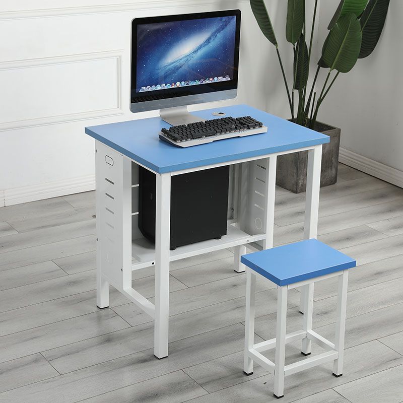 Scratch Resistant Rectangle Steel Desk with Chalk Base, Shelves, H-Shape Base, CPU Storage, and Front Splash