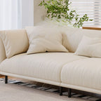 Drawing Room Standard Sofa in Genuine Leather/Flannel with White/Cerulean/Tan Upholstery, Armrest, and 3 Pillows