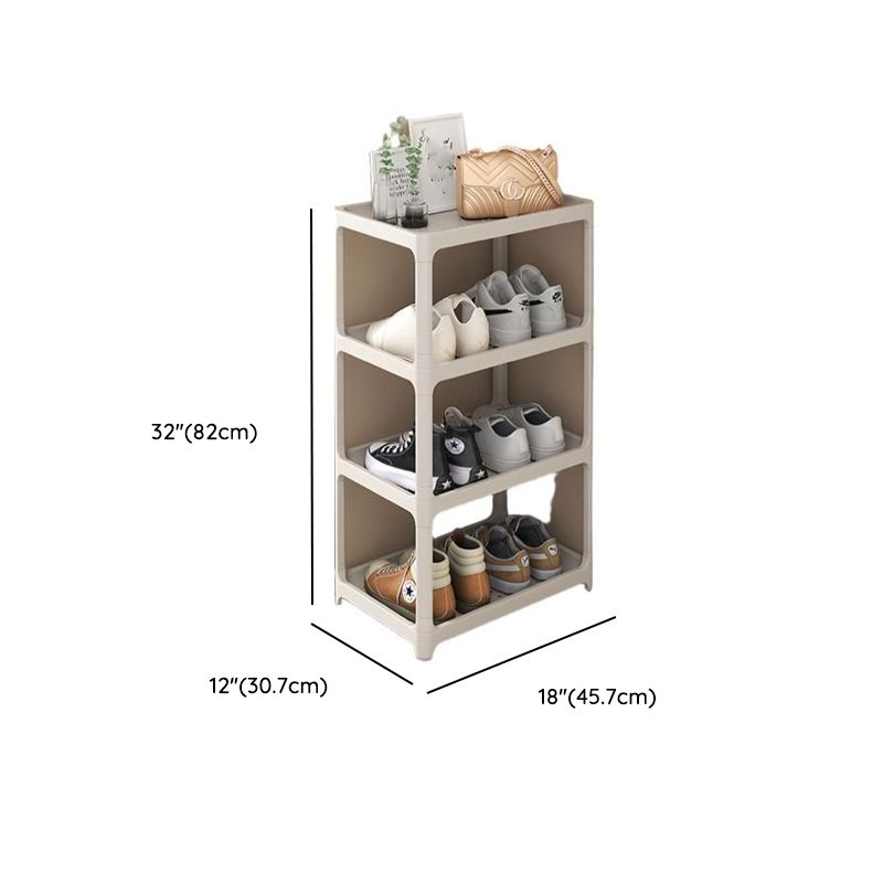 Art Deco Polymerized Material Rectangle Chalk Finish Shoe Rack for 1-20 Pairs in Drawing Room