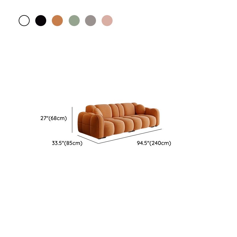 Trendy Solid Color Stain Resistant Standard Sofa in Dark Gray/Light Brown/Amber Color with Arm, 4-seater/Seats 3, and 2 Pillows