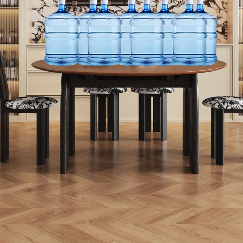 Composite Wood Dining Table with Legs, Leaf Included, Seats 8/Seating for 6, Solid+ Engineered Wood Top