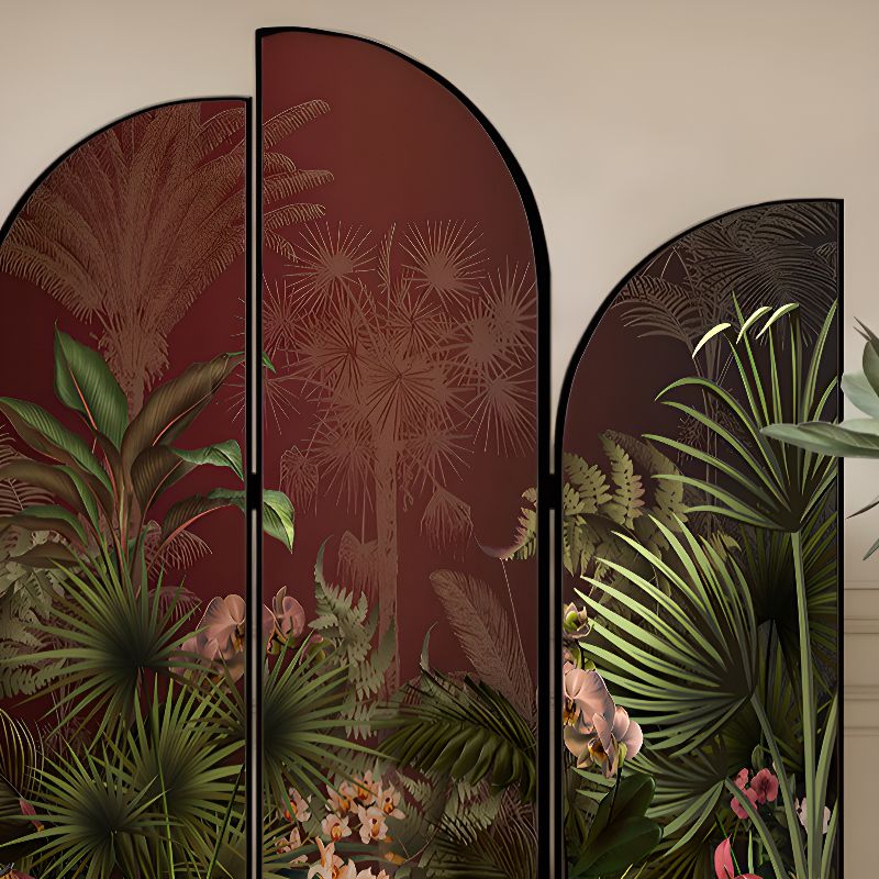 Screen Divider Minimalist Opaque Fold-up with Natural Wood Frame, 3 Panels, Double Sided Print, and Independent Design