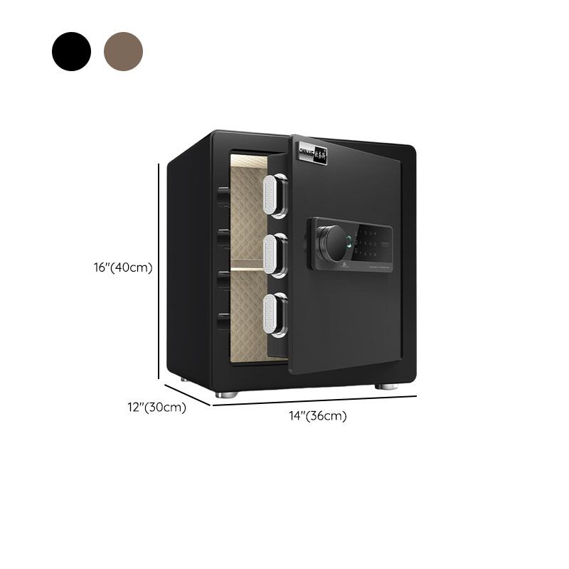 Steel Security Safe with Battery, Pry Resistant, Lockable, Keys, Interior Lining, and Shelves