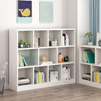 Modern Horizontal/Vertical Cubes Storage in Wood with Closed Back and 3-Shelf/4 Shelves