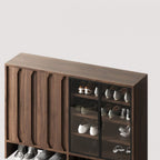 Cocoa Modern Engineered Wood 4 Tiers Shoe Stack with Shelf, Gate, and Closed Back