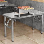 Stainless Steel Trendy Folding Rectangle/Square Foldable Banquet Table, Rust Resistant with Stainless Alloy Top