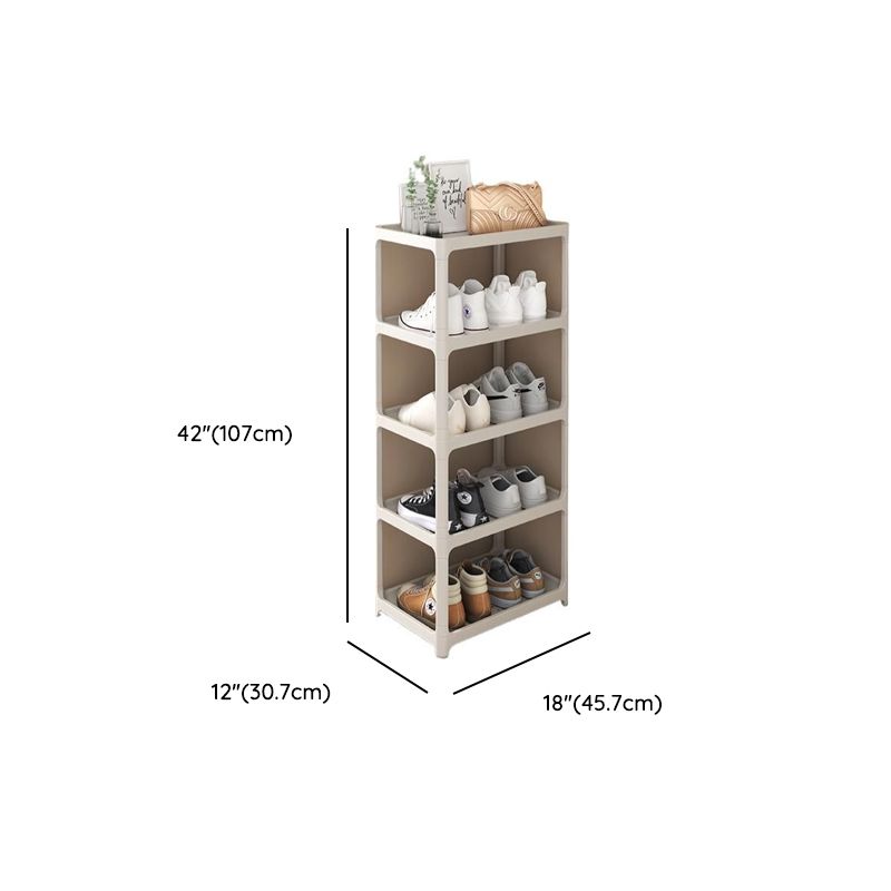 Art Deco Polymerized Material Rectangle Chalk Finish Shoe Rack for 1-20 Pairs in Drawing Room