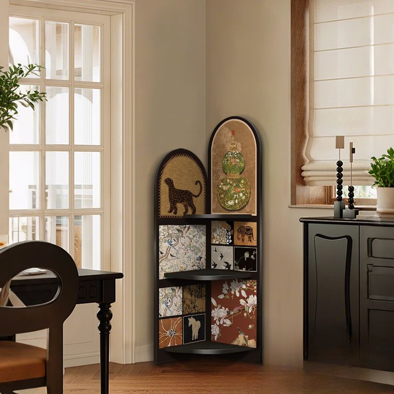Modern Simple Style Nook Decorative Cabinet with 3/4 Exterior Shelves, Laminate Countertop in Midnight Black