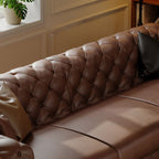 Drawing Room Standard Sofa in Genuine Leather Black/Mocha/Coffee with Armrest and 4 Pillows