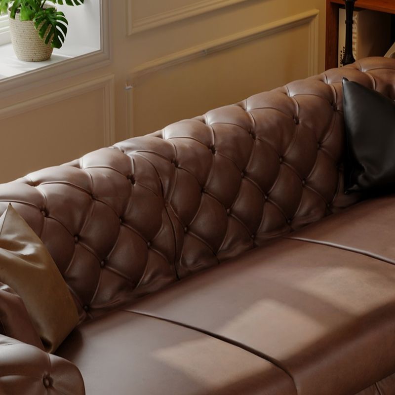 Drawing Room Standard Sofa in Genuine Leather Black/Mocha/Coffee with Armrest and 4 Pillows