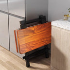 Trendy Folding Square/Rectangle Bi-fold Table in Midnight Black/White, Scratch-shielded with Manufactured Wood Top