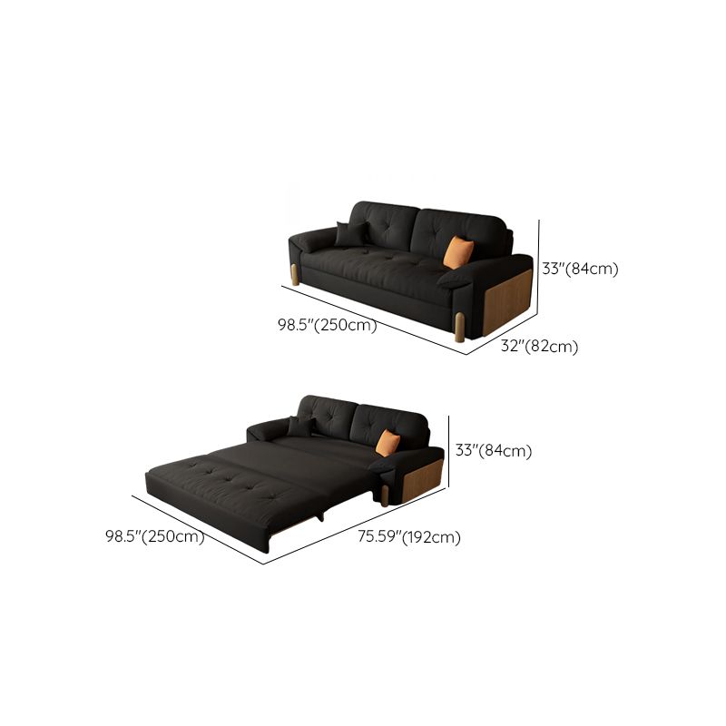Futon Day Bed with Tufted Back in Midnight Black and Receptacle Storage
