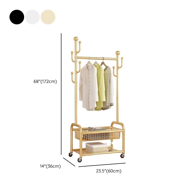 Modern Simple Style/Glam Hall Rack with Receptacle, Steel Frame, 1 Basket, and Shoe Storage