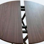 Trendy Folding Circular-shaped Bi-fold Table in Midnight Black/White, Crack Resistant with MDF Wood Top