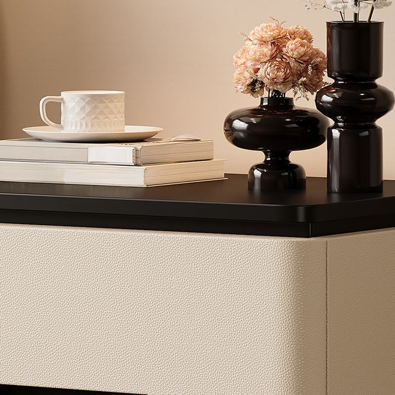 Ivory Modish Nightstand With Drawer Organization Featuring Laminate Countertop