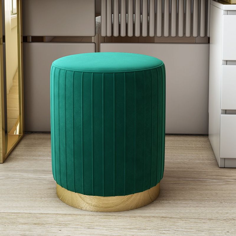 Art Deco Circular Solid Color Standard Ottoman in Dove Grey/Chalk/Peony