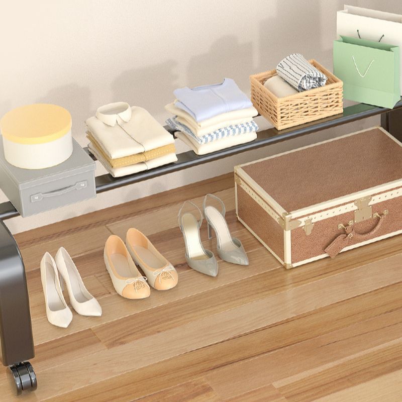 Contemporary Steel Coat Rack with Stockroom, 2 Shelves/4 Shelves/5 Shelves & Alloy Hook