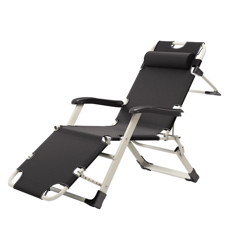 Solid Color Arm Recliner in Midnight Black/Tan with Space-saving Alloy Frame, Standard Base, Locking Back Angle, and Removable Back