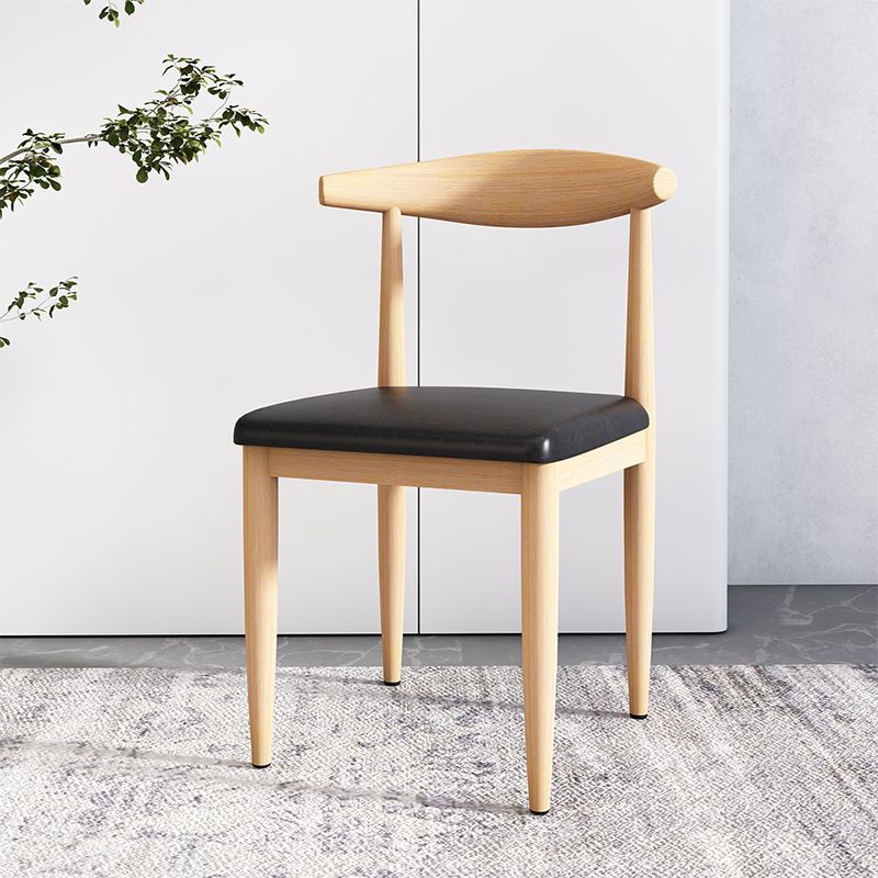 Simple Dinette Side Chair with Ventilated Back, Cushioned Upholstery, Steel Legs, and Foot Pads