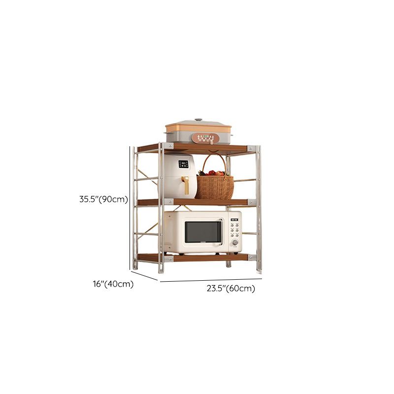 Light Brown Contemporary Standard Baker's Rack with Butcher Rack, Steel Frame, and Adjustable Shelves