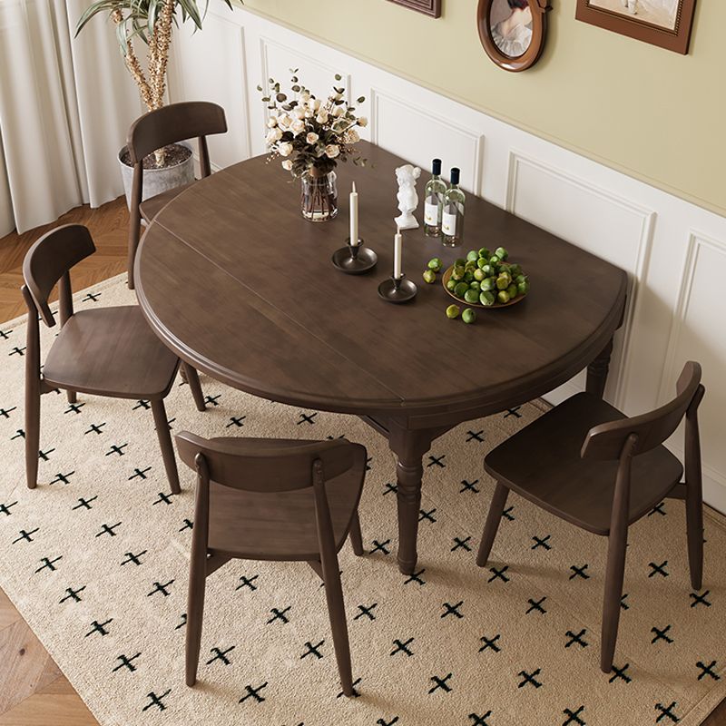 Contemporary Ink/Sepia Solid Wood Kitchen & Dining Table with Legs, Retractable Leaf, Waterproof for 4-person Seating